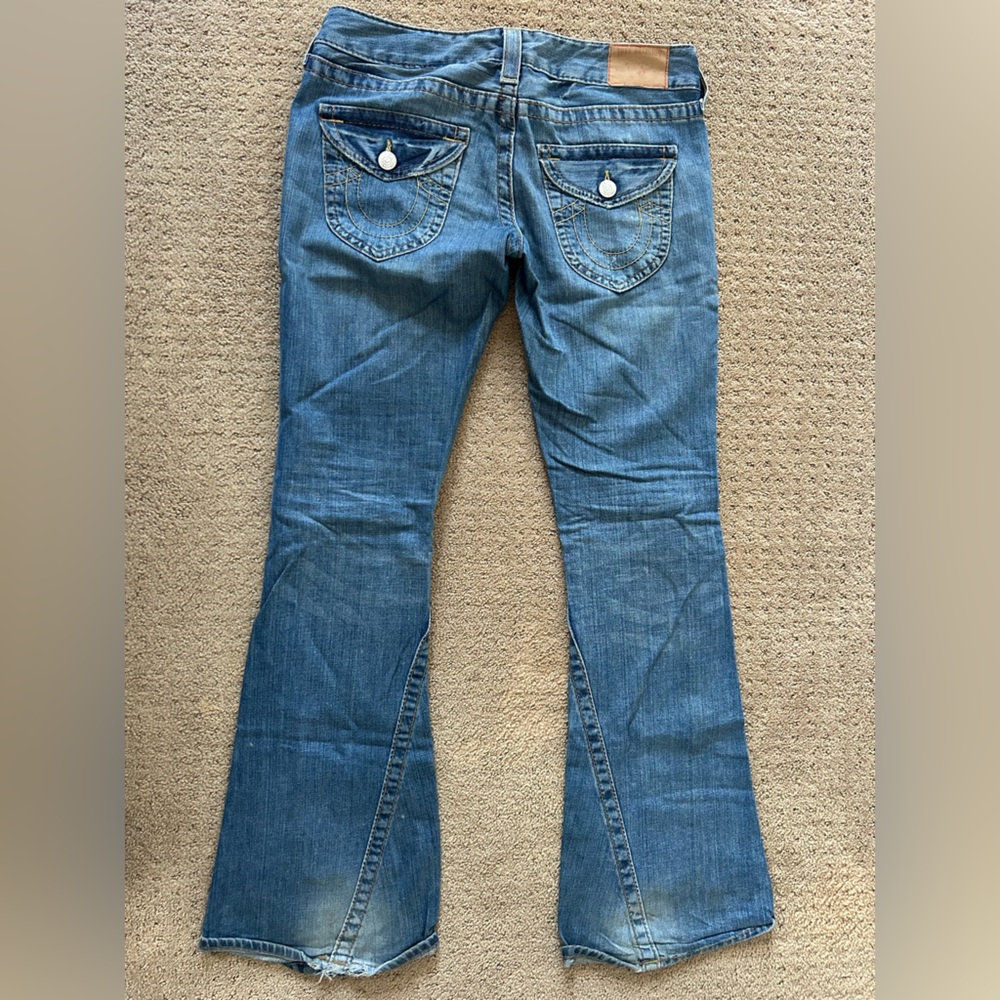 Womens true religion flare Y2K distressed denim jeans